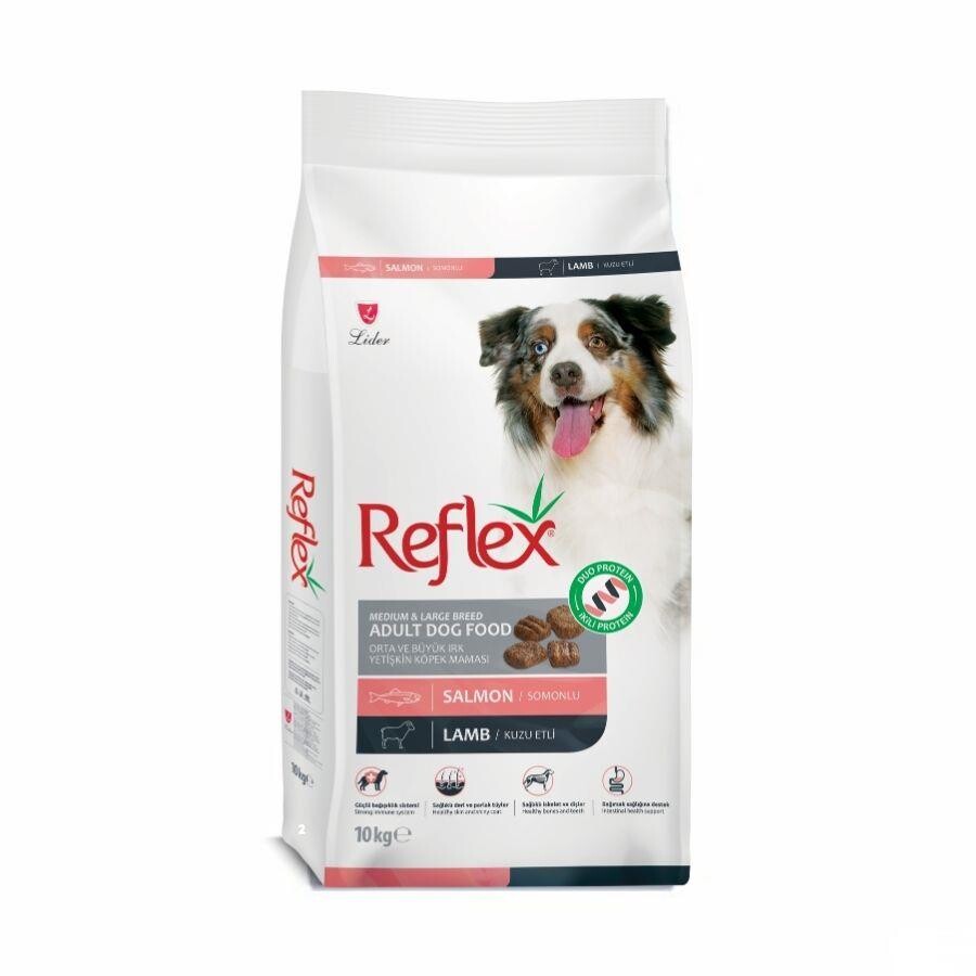 Reflex Duo Protein Somonlu Ve Kuzulu Orta Ve Büyük Irk Yetişkin Köpek Maması 10 KG | SRC: Barcode: 8698995037426